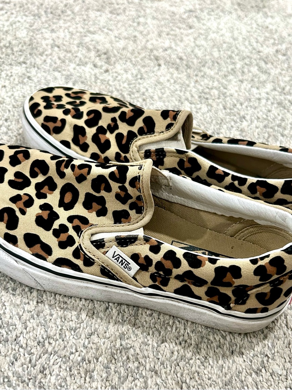 Vans Leopard Print Slip-On in Tan, Black, and Brown